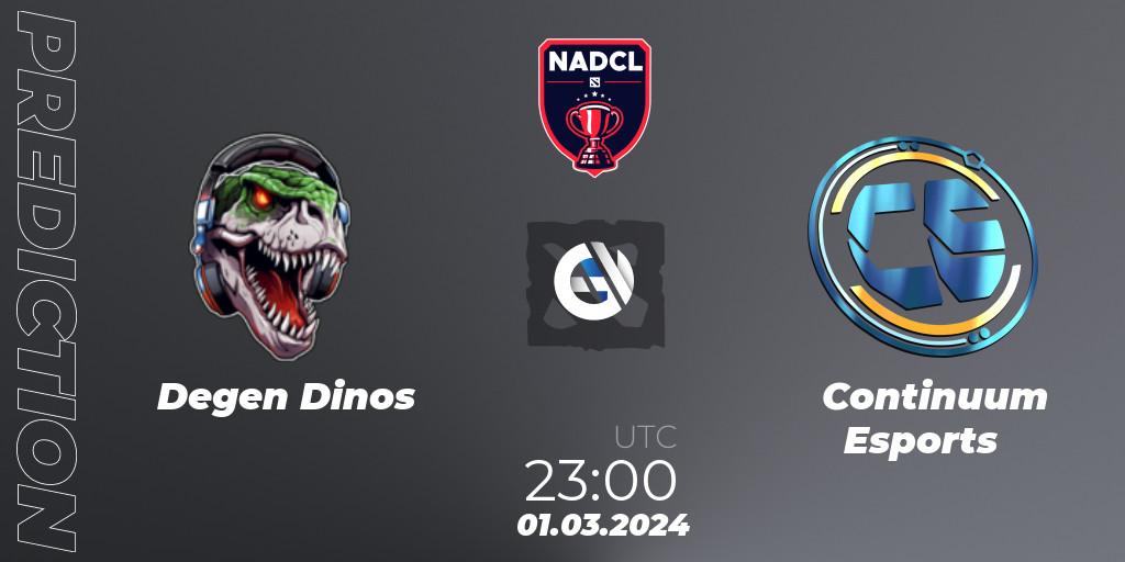 Prognoza Degen Dinos - Continuum Esports. 01.03.2024 at 23:00, Dota 2, North American Dota Challengers League Season 6 Division 1