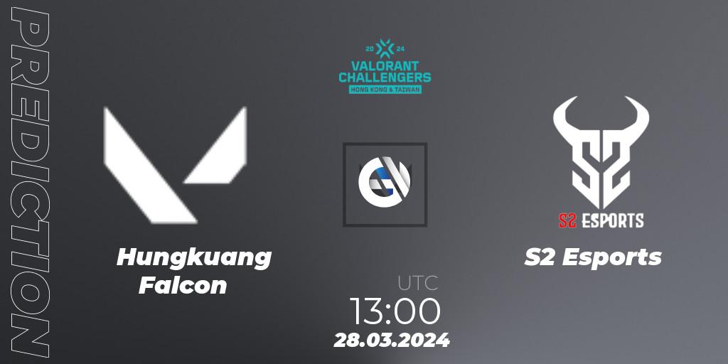 Prognoza Hungkuang Falcon - S2 Esports. 28.03.2024 at 14:30, VALORANT, VALORANT Challengers Hong Kong and Taiwan 2024: Split 1