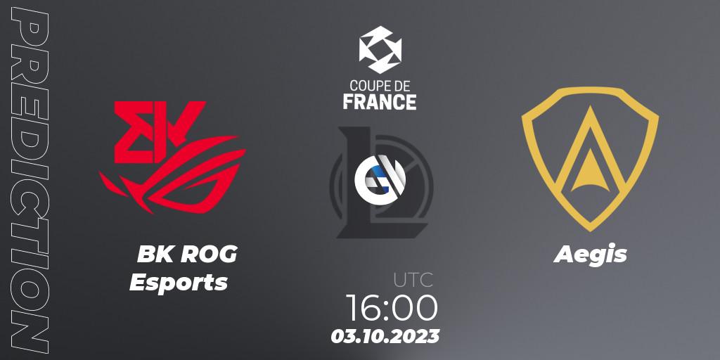 Prognoza BK ROG Esports - Aegis. 03.10.2023 at 16:00, LoL, Coupe de France 2023