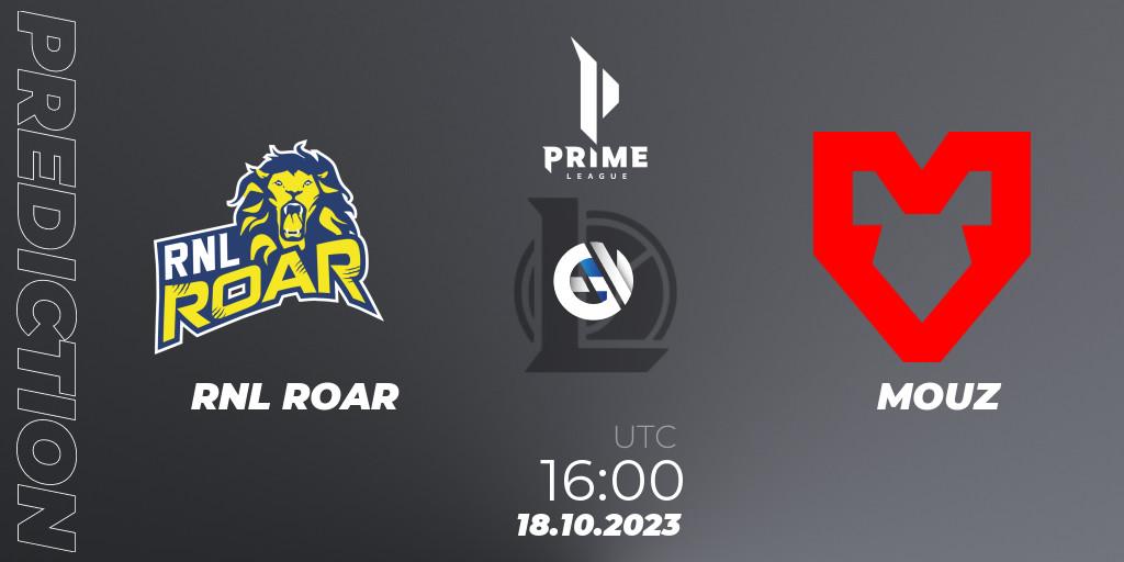 Prognoza RNL ROAR - MOUZ. 18.10.2023 at 18:00, LoL, Prime League Pokal 2023