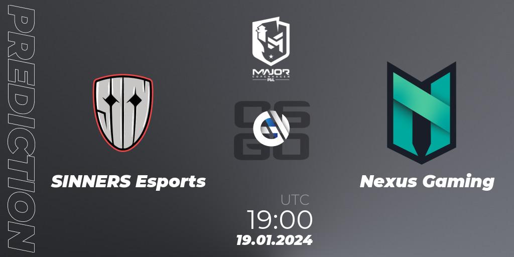Prognoza SINNERS Esports - Nexus Gaming. 19.01.2024 at 19:00, Counter-Strike (CS2), PGL CS2 Major Copenhagen 2024 Europe RMR Closed Qualifier