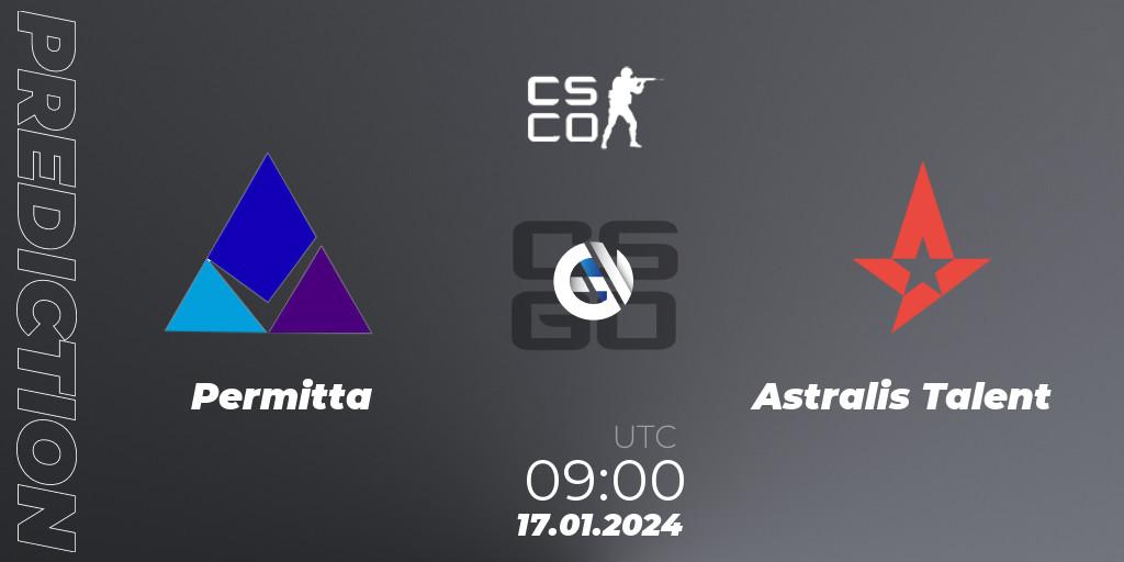 Prognoza Permitta - Astralis Talent. 17.01.2024 at 12:30, Counter-Strike (CS2), European Pro League Season 14: Division 2