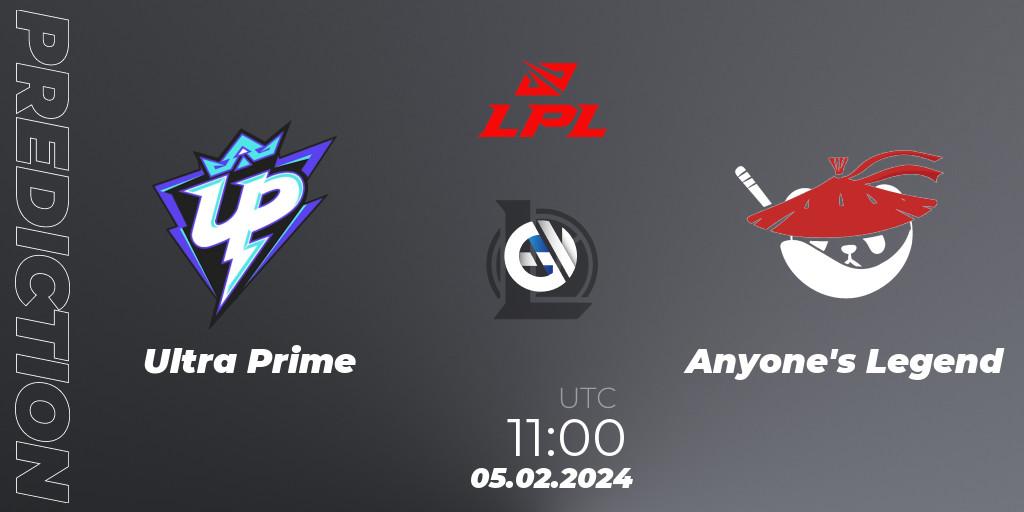 Prognoza Ultra Prime - Anyone's Legend. 05.02.2024 at 12:00, LoL, LPL Spring 2024 - Group Stage