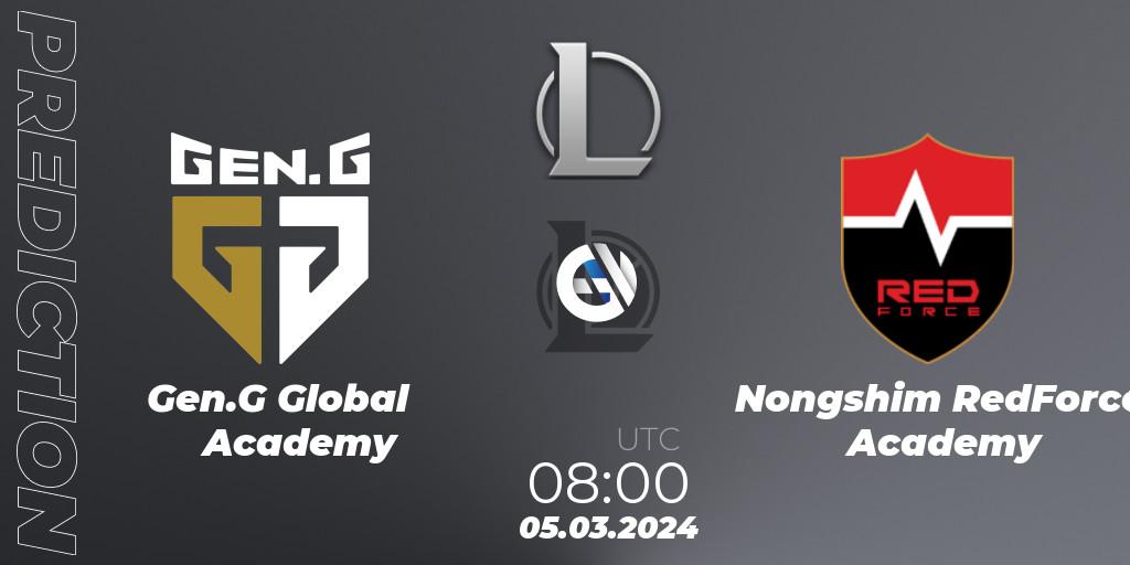 Prognoza Gen.G Global Academy - Nongshim RedForce Academy. 05.03.2024 at 08:00, LoL, LCK Challengers League 2024 Spring - Group Stage