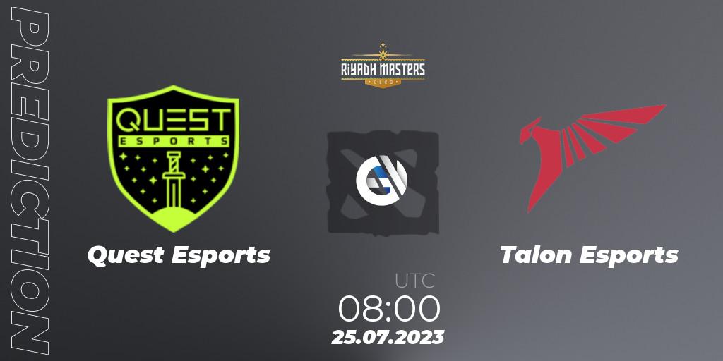 Prognoza PSG Quest - Talon Esports. 25.07.2023 at 08:05, Dota 2, Riyadh Masters 2023