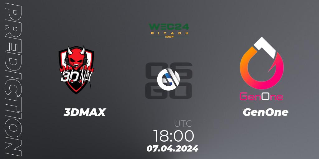 Prognoza 3DMAX - GenOne. 07.04.24, CS2 (CS:GO), IESF World Esports Championship 2024: French Qualifier