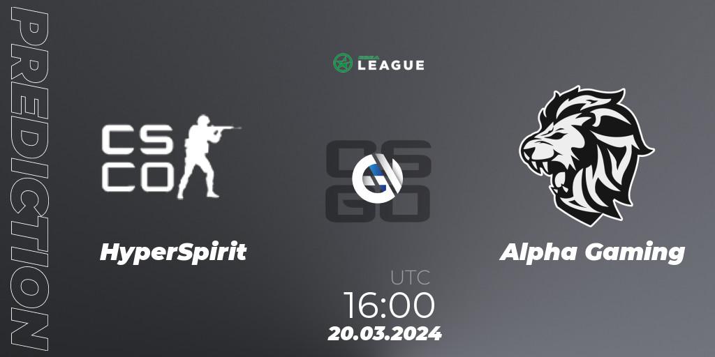 Prognoza HyperSpirit - Alpha Gaming. 20.03.24, CS2 (CS:GO), ESEA Season 48: Main Division - Europe