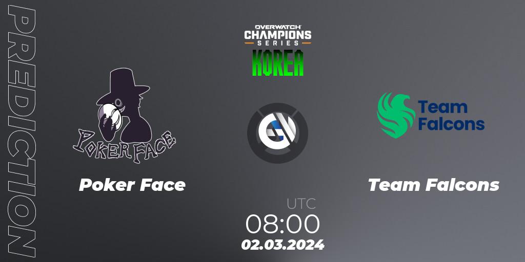 Prognoza Poker Face - Team Falcons. 02.03.2024 at 08:00, Overwatch, Overwatch Champions Series 2024 - Stage 1 Korea