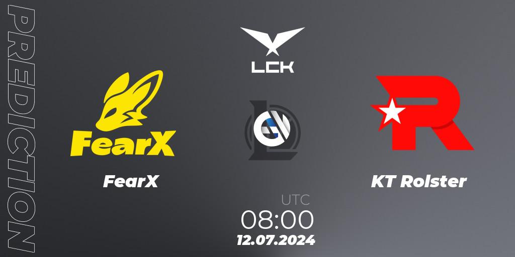 Prognoza FearX - KT Rolster. 12.07.2024 at 08:00, LoL, LCK Summer 2024 Group Stage