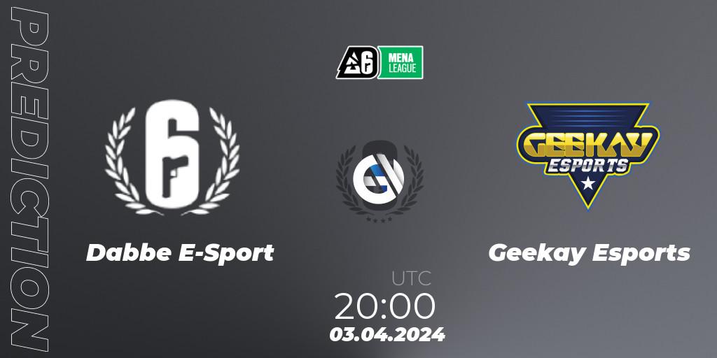 Prognoza Dabbe E-Sport - Geekay Esports. 03.04.24, Rainbow Six, MENA League 2024 - Stage 1