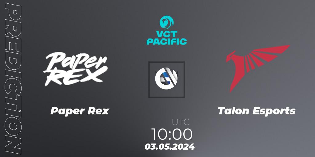 Prognoza Paper Rex - Talon Esports. 03.05.2024 at 10:30, VALORANT, VCT 2024: Pacific League - Stage 1
