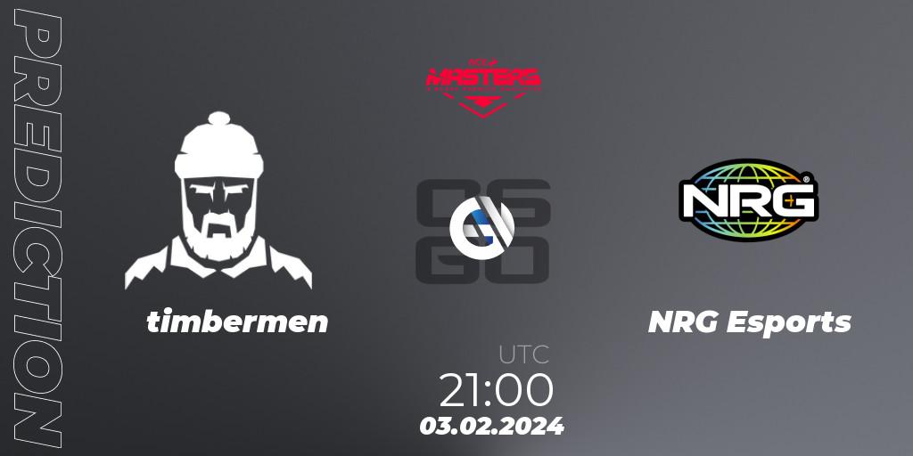 Prognoza timbermen - NRG Esports. 03.02.24, CS2 (CS:GO), ACE North American Masters Spring 2024 - A BLAST Premier Qualifier