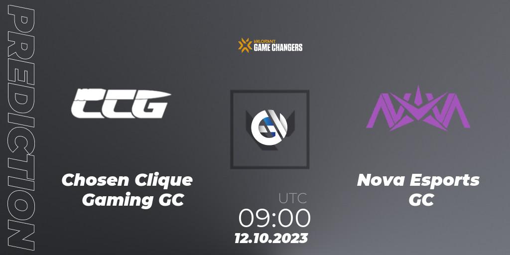 Prognoza Chosen Clique Gaming GC - Nova Esports GC. 12.10.2023 at 09:00, VALORANT, VALORANT Champions Tour 2023: Game Changers China Qualifier