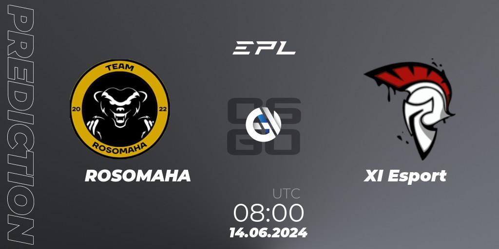 Prognoza ROSOMAHA - XI Esport. 14.06.2024 at 08:00, Counter-Strike (CS2), European Pro League Season 18: Division 2