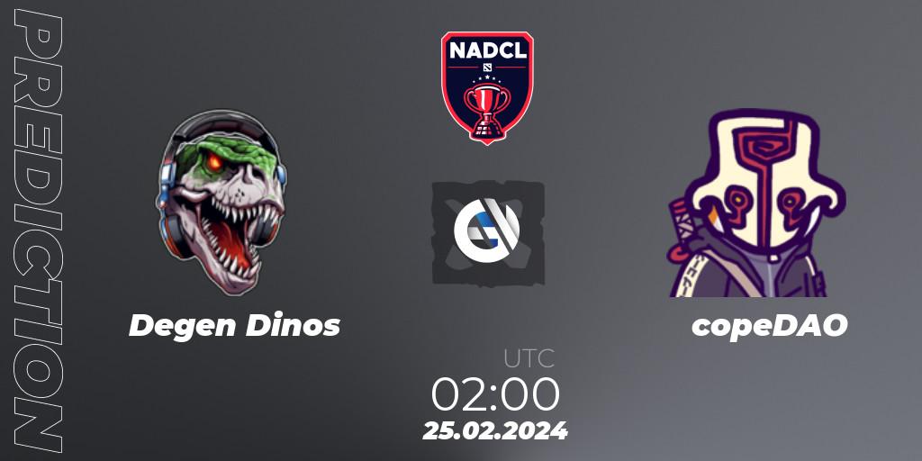 Prognoza Degen Dinos - copeDAO. 25.02.2024 at 02:00, Dota 2, North American Dota Challengers League Season 6 Division 1