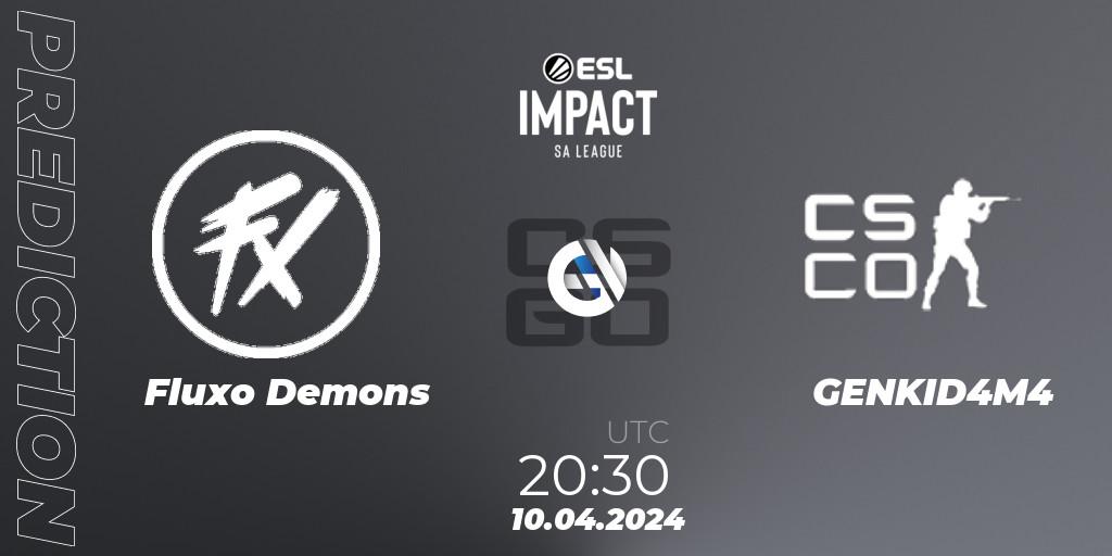 Prognoza Fluxo Demons - GENKID4M4. 10.04.2024 at 20:30, Counter-Strike (CS2), ESL Impact League Season 5: South America