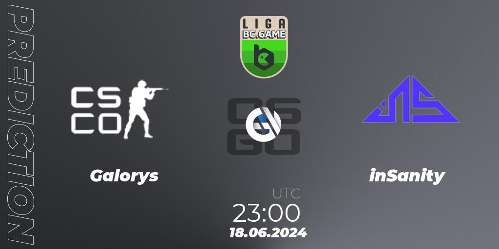 Prognoza Galorys - inSanity. 18.06.2024 at 22:45, Counter-Strike (CS2), Dust2 Brasil Liga Season 3