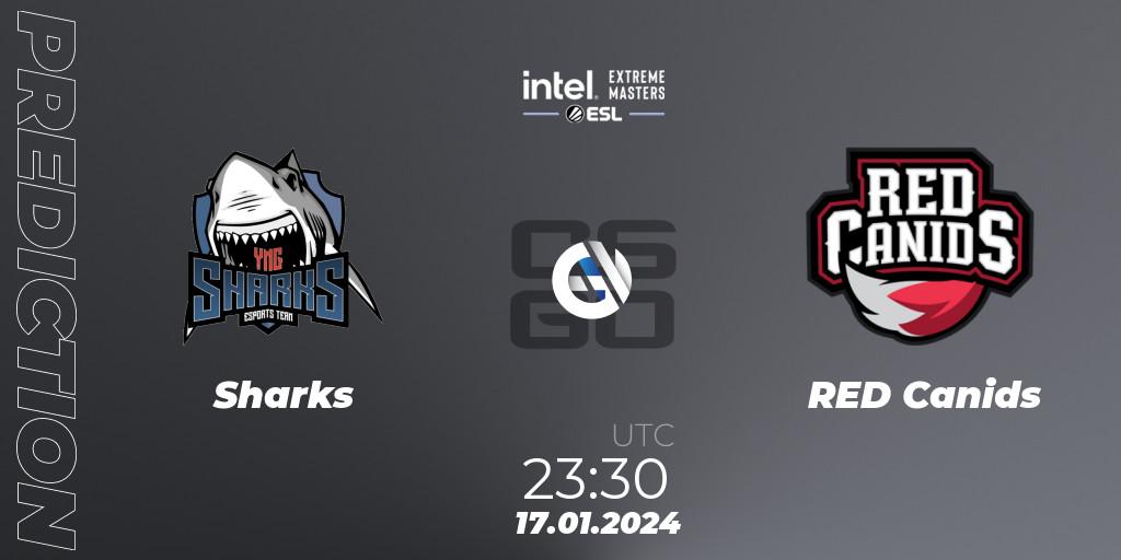 Prognoza Sharks - RED Canids. 17.01.2024 at 23:30, Counter-Strike (CS2), Intel Extreme Masters China 2024: South American Closed Qualifier