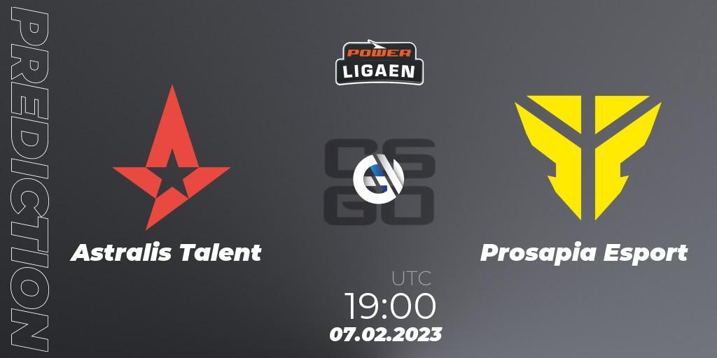 Prognoza Astralis Talent - Prosapia Esport. 07.02.23, CS2 (CS:GO), Dust2.dk Ligaen Season 22