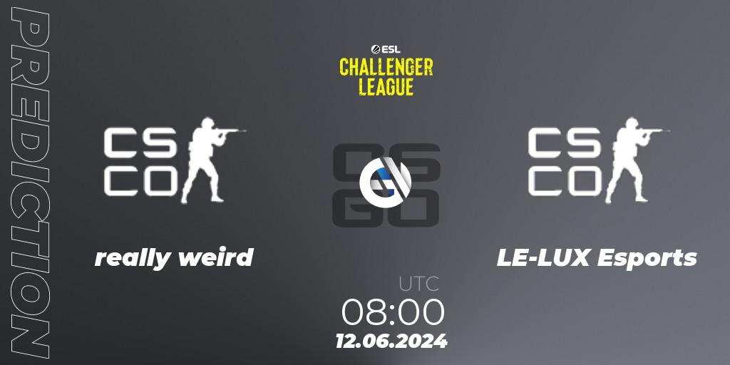 Prognoza really weird - LE-LUX Esports. 12.06.2024 at 08:00, Counter-Strike (CS2), ESL Challenger League Season 47 Relegation: Oceania