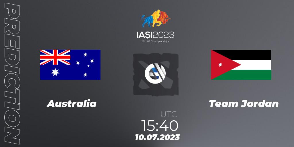 Prognoza Australia - Team Jordan. 10.07.2023 at 16:40, Dota 2, Gamers8 IESF Asian Championship 2023