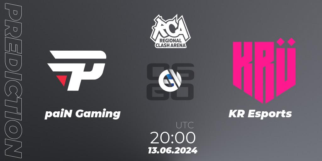 Prognoza paiN Gaming - KRÜ Esports. 13.06.2024 at 20:00, Counter-Strike (CS2), Regional Clash Arena South America