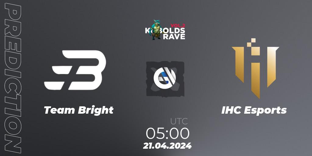 Prognoza Team Bright - IHC Esports. 21.04.24, Dota 2, Cringe Station Kobolds Rave 2