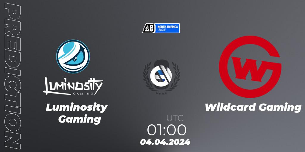 Prognoza Luminosity Gaming - Wildcard Gaming. 03.04.2024 at 23:00, Rainbow Six, North America League 2024 - Stage 1