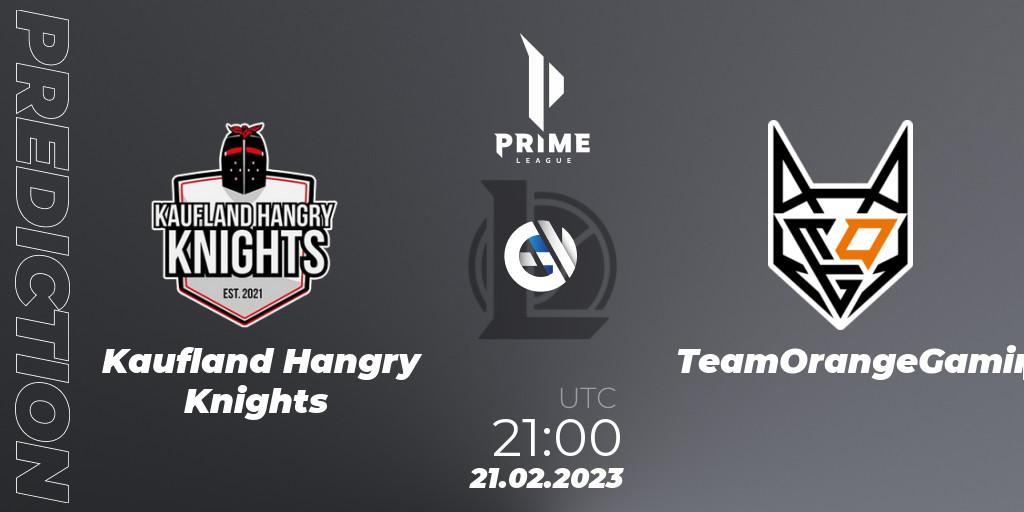 Prognoza Kaufland Hangry Knights - TeamOrangeGaming. 21.02.2023 at 21:00, LoL, Prime League 2nd Division Spring 2023 - Group Stage