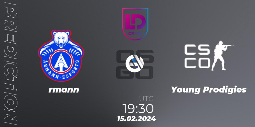 Prognoza Ármann - Young Prodigies. 15.02.24, CS2 (CS:GO), Icelandic Esports League Season 8: Regular Season