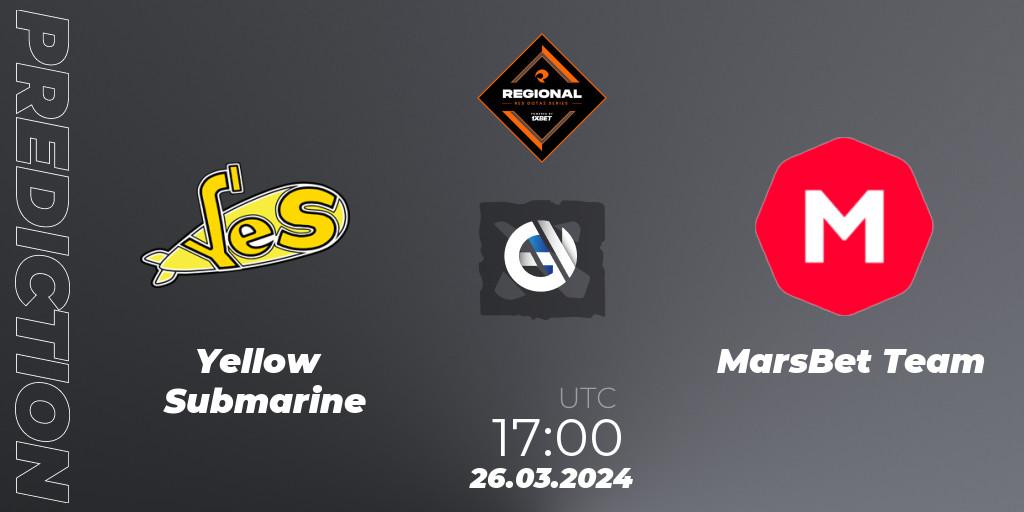 Prognoza Yellow Submarine - MarsBet Team. 26.03.2024 at 18:00, Dota 2, RES Regional Series: EU #1