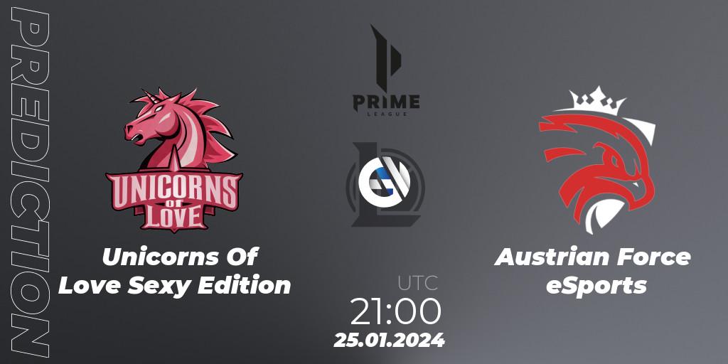 Prognoza Unicorns Of Love Sexy Edition - Austrian Force eSports. 25.01.2024 at 21:00, LoL, Prime League Spring 2024 - Group Stage