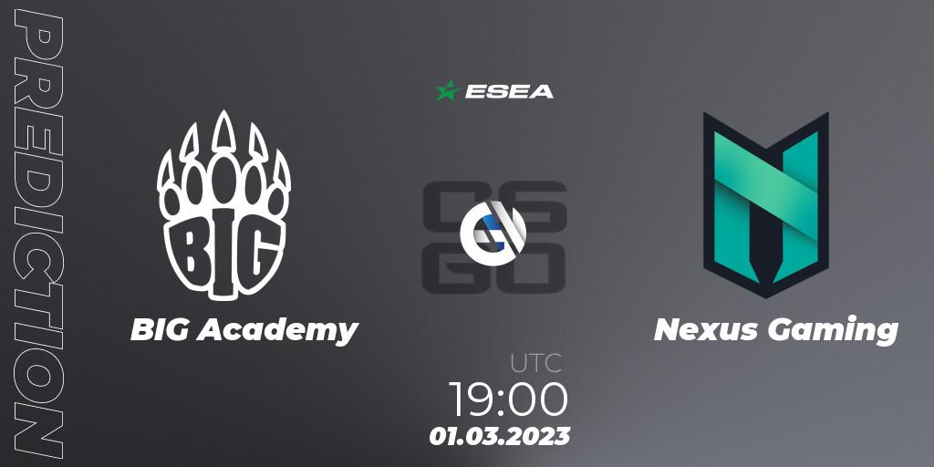 Prognoza BIG Academy - Nexus Gaming. 03.03.23, CS2 (CS:GO), ESEA Season 44: Advanced Division - Europe