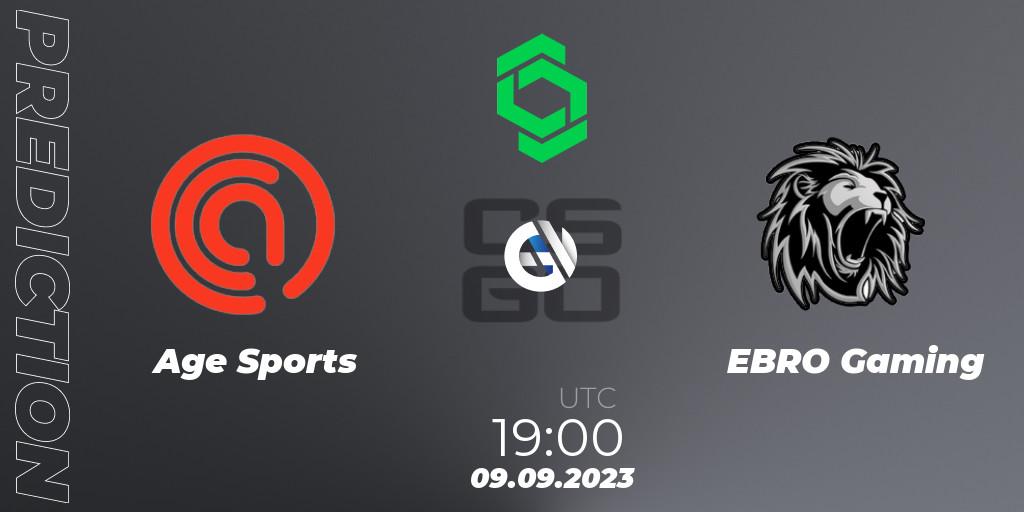 Prognoza Age Sports - EBRO Gaming. 09.09.2023 at 19:30, Counter-Strike (CS2), CCT South America Series #11: Closed Qualifier