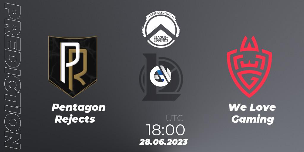 Prognoza Pentagon Rejects - We Love Gaming. 28.06.2023 at 18:00, LoL, Greek Legends League Summer 2023