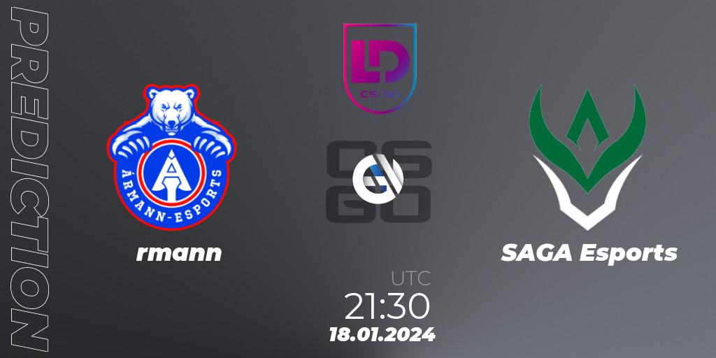 Prognoza Ármann - SAGA Esports. 18.01.24, CS2 (CS:GO), Icelandic Esports League Season 8: Regular Season
