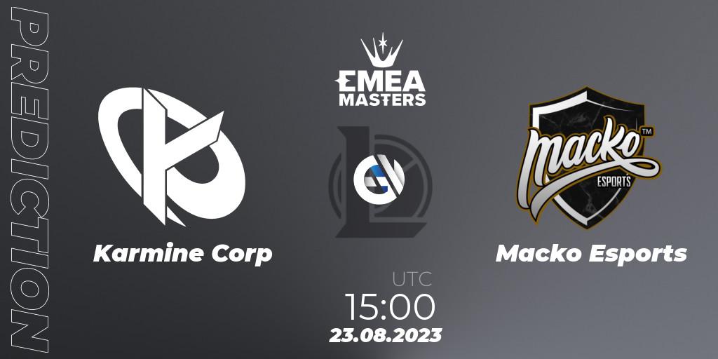 Prognoza Karmine Corp - Macko Esports. 23.08.2023 at 15:00, LoL, EMEA Masters Summer 2023