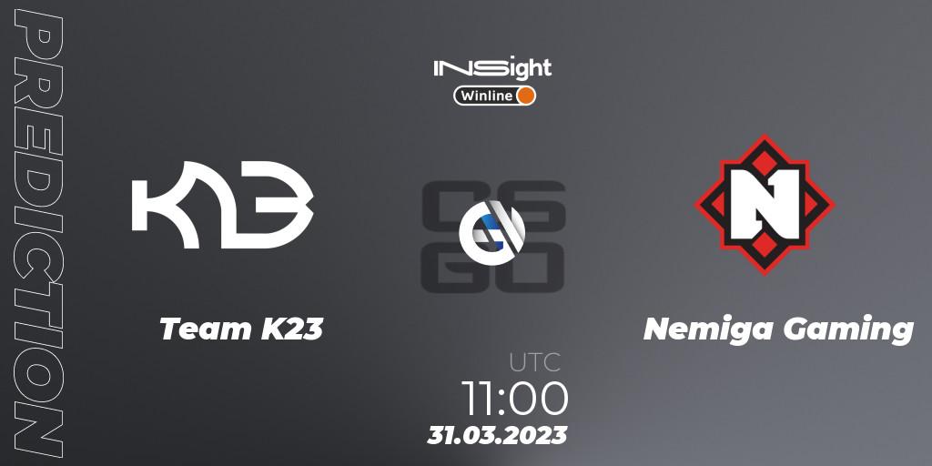 Prognoza Team K23 - Nemiga Gaming. 31.03.23, CS2 (CS:GO), Winline Insight Season 3