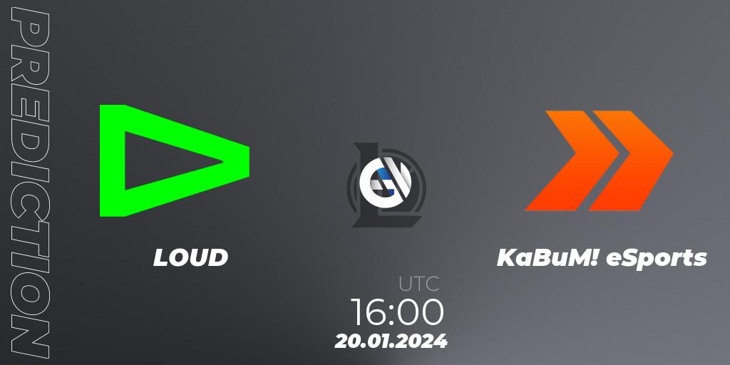 Prognoza LOUD - KaBuM! eSports. 20.01.2024 at 16:00, LoL, CBLOL Split 1 2024 - Group Stage