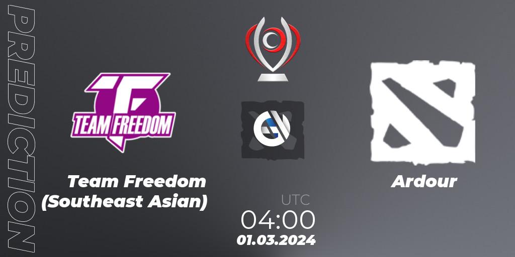 Prognoza Team Freedom (Southeast Asian) - Ardour. 01.03.2024 at 04:00, Dota 2, Opus League