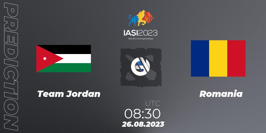 Prognoza Team Jordan - Romania. 26.08.2023 at 14:30, Dota 2, IESF World Championship 2023