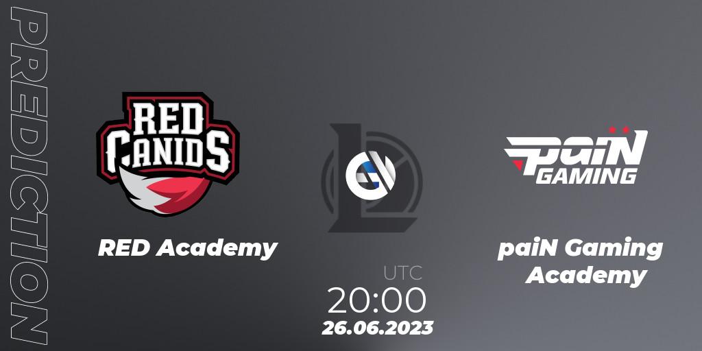 Prognoza RED Academy - paiN Gaming Academy. 26.06.2023 at 20:00, LoL, CBLOL Academy Split 2 2023 - Group Stage