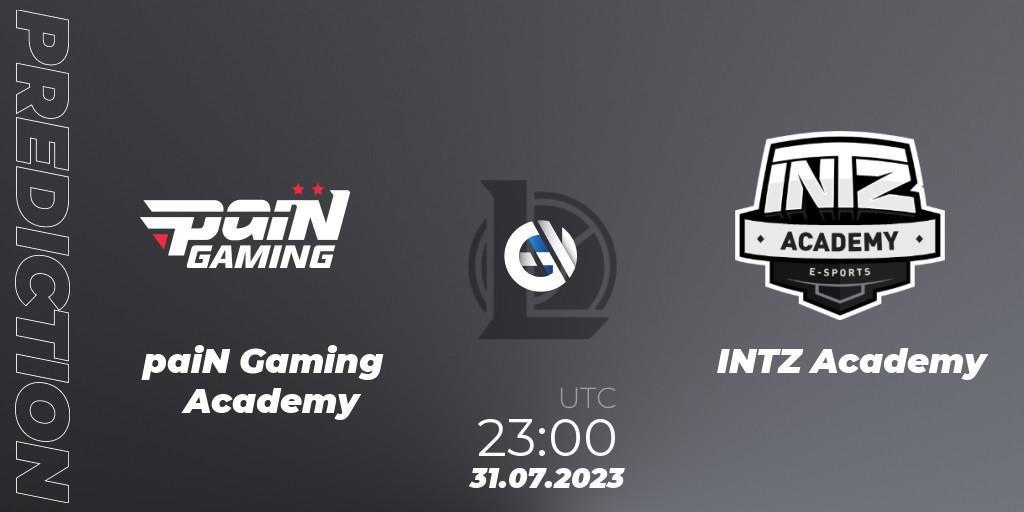 Prognoza paiN Gaming Academy - INTZ Academy. 31.07.2023 at 23:00, LoL, CBLOL Academy Split 2 2023 - Group Stage