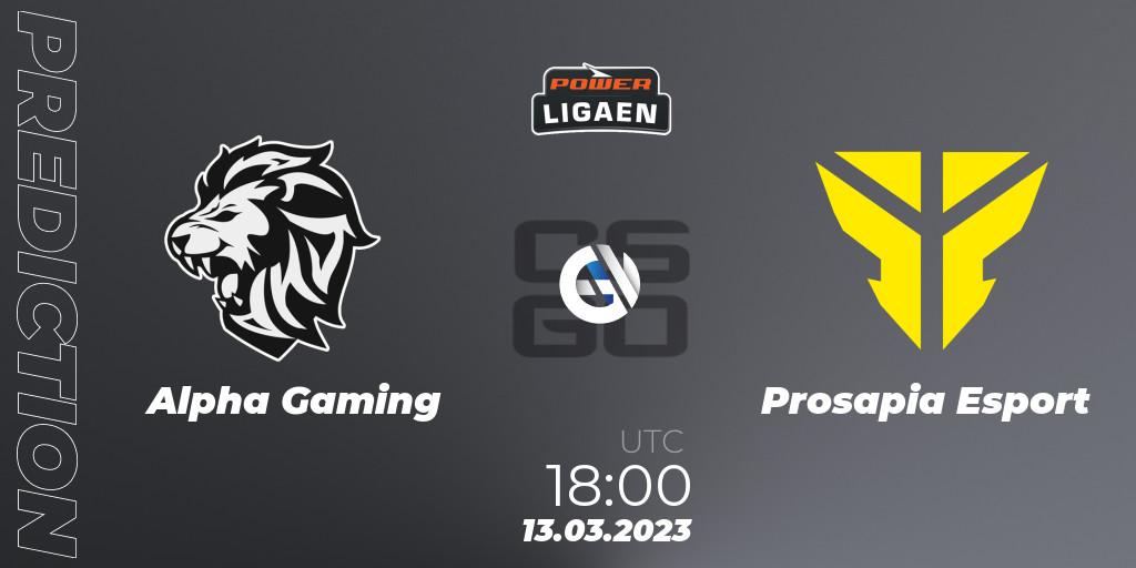 Prognoza Alpha Gaming - Prosapia Esport. 13.03.2023 at 18:00, Counter-Strike (CS2), Dust2.dk Ligaen Season 22