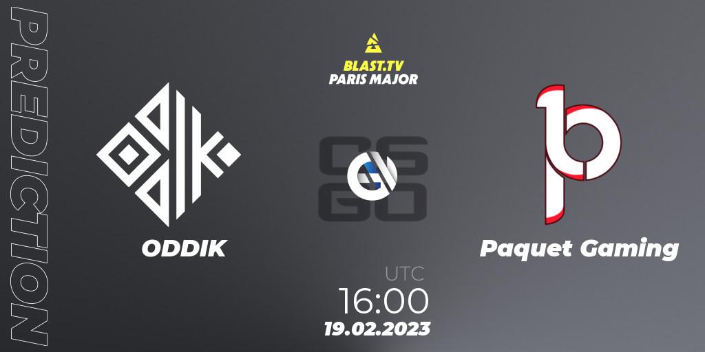 Prognoza ODDIK - Paquetá Gaming. 19.02.2023 at 16:00, Counter-Strike (CS2), BLAST.tv Paris Major 2023 South America RMR Closed Qualifier