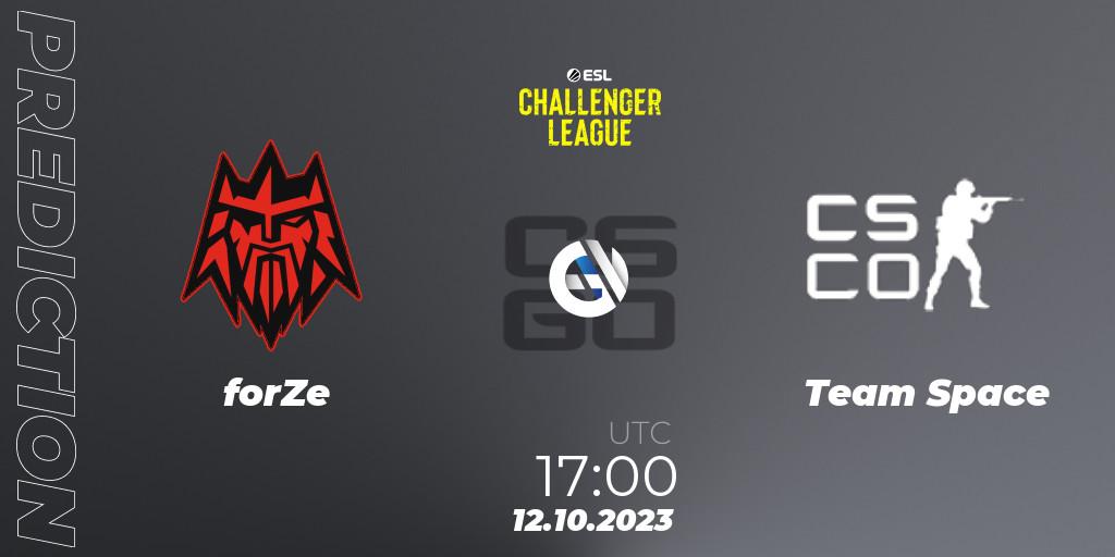 Prognoza forZe - Team Space. 12.10.2023 at 17:00, Counter-Strike (CS2), ESL Challenger League Season 46: Europe