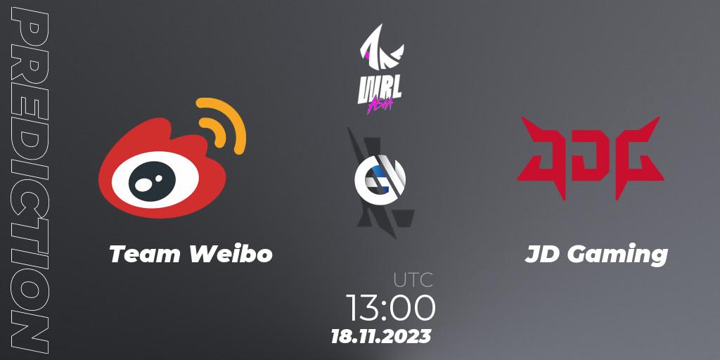 Prognoza Team Weibo - JD Gaming. 18.11.2023 at 13:00, Wild Rift, WRL Asia 2023 - Season 2 - Regular Season