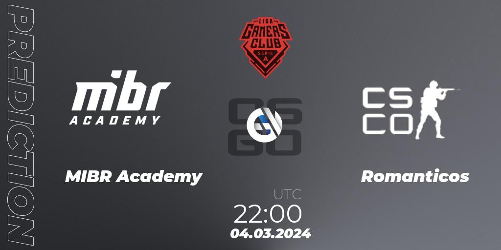 Prognoza MIBR Academy - Romanticos. 04.03.24, CS2 (CS:GO), Gamers Club Liga Série A: February 2024