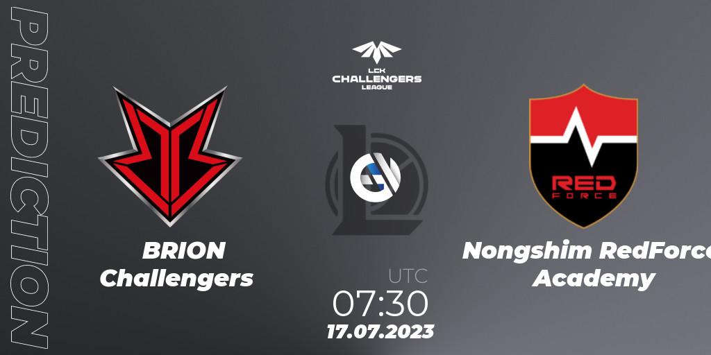 Prognoza BRION Challengers - Nongshim RedForce Academy. 17.07.2023 at 08:00, LoL, LCK Challengers League 2023 Summer - Group Stage
