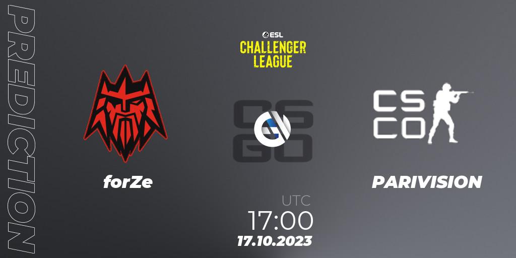 Prognoza forZe - PARIVISION. 17.10.2023 at 17:00, Counter-Strike (CS2), ESL Challenger League Season 46: Europe